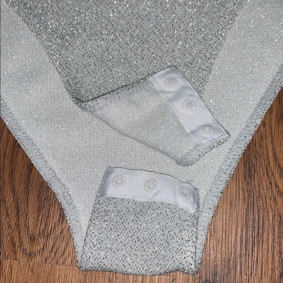 Silver sparkly one shoulder body suit - Picture 3 of 3